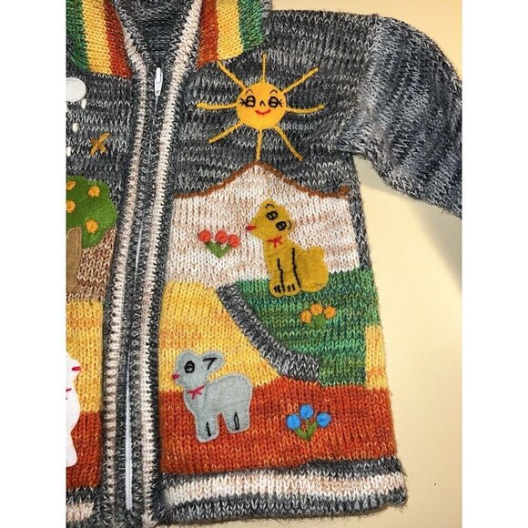 Sweater Peruvian Peru Hooded Child Boy Or Girl Zipper size 6 - Picture 8 of 16